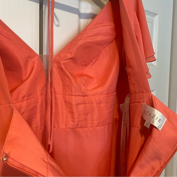 Azazie Watermelon Coral Bridesmaid Prom Long Dress Plus Size 20 - Picture 12 of 16